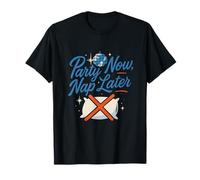 Party Now Nap Later Boule Disco Motif équipage T-Shirt