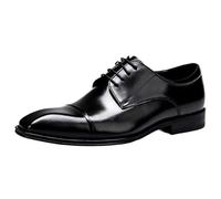 Party Oxford Shoes for Men Synthetic Leather Lace-up Round Toe Non Slip Anti-Slip Prom Wedding Shoes(Black,44.5 EU)