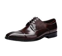 Party Oxford Shoes for Men Synthetic Leather Lace-up Round Toe Non Slip Anti-Slip Prom Wedding Shoes(Brown,44.5 EU)