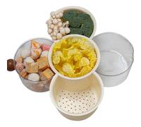 Party Platter, Unique Divided Food Holder, 11.8 Inches Heavy Duty with Smooth Swivel, Serving Container, Sleek Tray with Clear Lid, Catering Apparatus for Fridge and Countertop