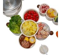 Party Platter, Unique Divided Food Holder, 11.8 Inches Heavy Duty with Smooth Swivel, Serving Container, Sleek Tray with Clear Lid, Catering Apparatus for Fridge and Countertop
