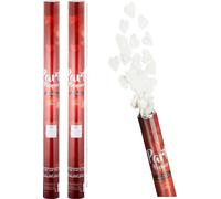 Party Popper XXL - Canon à confettis Shooter - avec cœurs en papier blanc - 80 cm - tire à 5 - 8 m de hauteur - 2 pièces