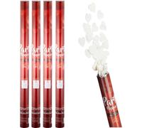 Party Popper XXL - Canon à confettis Shooter - avec cœurs en papier blanc - 80 cm - tire à 5 - 8 m de hauteur - 4 pièces