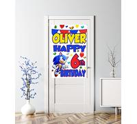 Party Prints 2020 Grande bannière Sonic personnalisée pour décorations de fête avec n'importe quel nom âge 1er 2e 3e 4e 5e 6e 7e 8e pour filles ou garçons (porte 0,9 x 0,6 m)