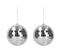 Party Pro 3330910, Lot de 2 Petites Boules à facettes 10cm à Suspendre, Argent
