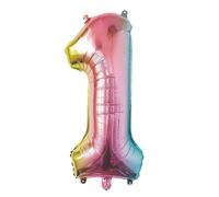Party Pro 333891, Ballon Mylar 36 cm Chiffre 1, Irisé Pastel