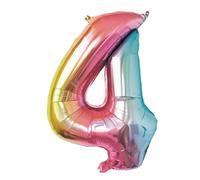 Party Pro 333894, Ballon Mylar 36 cm Chiffre 4, Irisé Pastel