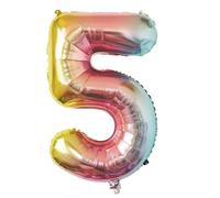Party Pro 333895, Ballon Mylar 36 cm Chiffre 5, Irisé Pastel