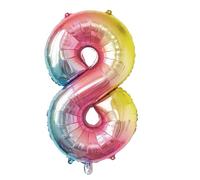 Party Pro 333898, Ballon Mylar 36 cm Chiffre 8, Irisé Pastel