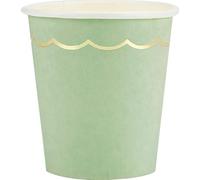 Party Pro 913VSG, Sachet de 8 Gobelets, Vert Sauge et Or