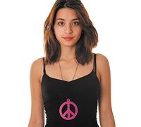 Party Pro Collier pendentif peace rose fluo adulte - Rose - Taille unique