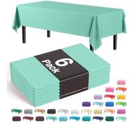 Party Solids Lot de 6 nappes en Plastique de qualité supérieure 30 Couleurs 54in. X108in. Rectangle Menthe