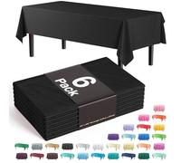Party Solids Lot de 6 nappes en Plastique de qualité supérieure 30 Couleurs 54in. X108in. Rectangle Noir