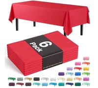 Party Solids Lot de 6 nappes en Plastique de qualité supérieure 30 Couleurs 54in. X108in. Rectangle Red