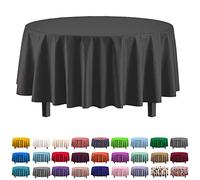 Party Solids Lot de 6 nappes en Plastique de qualité supérieure 30 Couleurs 84" Round Noir