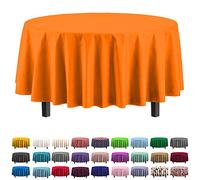 Party Solids Lot de 6 nappes en Plastique de qualité supérieure 30 Couleurs 84" Round Orange