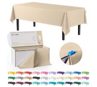 Party Solids Rouleau de nappe en plastique Ivoire 137 cm x 90 m dans une boîte à découper avec cutter coulissant pratique Coupe jusqu'à 36 nappes rectangulaires jetables en plastique 2,4 m