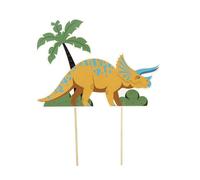 PARTY TIME Décoration de Gâteau Dinosaure x2 Anniversaire Multicolore | Papier, décoration de gâteau dinosaure x2, accessoire anniversaire et fête, événement, multicolore
