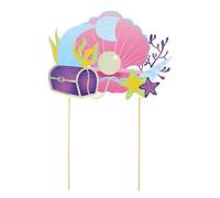 PARTY TIME Décoration de Gâteau Sirène x2 Anniversaire Multicolore | Papier, décoration de gâteau sirène x2, accessoire anniversaire et fête, événement, multicolore