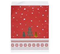 PARTY TIME - DI2891 Pochette Cadeau Noël x4 - Emballage Cadeau Papier Rouge et Vert - Accessoires Événements - Format 20x30x1 cm - pour Petits et Grands