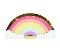 PARTY TIME - EA10208 Assiettes en Carton Licorne et Arc-en-Ciel x6 - Conçues pour Anniversaires et Événements Festifs - Dimensions Pratiques 13.50 x 27 cm - Multicolore