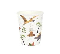 PARTY TIME - EA10217 Lot de 6 Verres en Carton Motif Dinosaure, Accessoires Festifs pour Célébrations et Anniversaires, Elegant, Dimensions 8.60 cm x 7.60 cm
