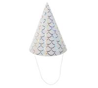 PARTY TIME - EA10236 Lot de 6 Chapeaux de Fête Sirène en Papier avec Embout Plastique - Conçu pour Anniversaires et Mariages - Taille Unique - Couleurs Violet, Rose, Bleu