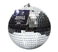 PARTY TIME, EA10307, Boule à Facettes D20cm, Apportez du Disco à Vos fêtes avec Cette décoration en Verre. Dimensions : 20 x 20 x 20 cm. Ambiancez Vos soirées avec du Fun pour Tous !