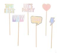 PARTY TIME - EA9441 Accessoires Photobooth Multicolores - Ensemble de 6 Bâtons - Conçu pour Séances Photos Amusantes - Conçu pour Fêtes et Événements - Accessoires Variés