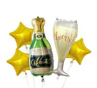 PARTY TIME - EA9470 Ballons en Aluminium Motif Bouteille pour Fête - Décoration Événementielle - Ensemble de 4 - Conçu pour Anniversaires et Célébrations - Taille Unique - Multicolore