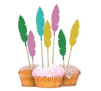 PARTY TIME KK2755 Lot de 8 Plumes pour décoration de gâteau Multicolore