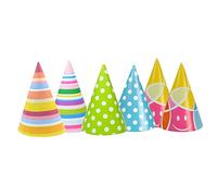 PARTY TIME KP9567 Lot de 6 Bonnets d'anniversaire Multicolore
