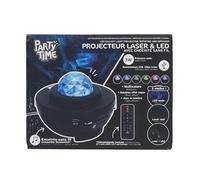 PARTY TIME - LA10440 Projecteur LED Galaxie Rotatif et Enceinte - Projections Intérieures - Ambiance Immersive - Format Compact - Dimensions 13 x 16,2 x 16,2 cm