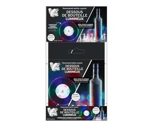 PARTY TIME - LA10487 Dessous Bouteille LED Multicolore - Conçu pour Fêtes et Événements - Accessoire Lumineux Design - Dimensions 0.4x10x10 cm - Couleur Noir