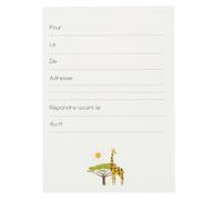 PARTY TIME Lot de 6 Cartes d'Invitation Savane avec Enveloppes Blanc