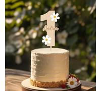 Party to Be Birthday Daisy Cake Topper Marguerite Personnalisé Chiffre Numéro avec Nom Décoration Gâteau d'Anniversaire en Bois