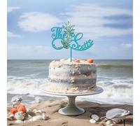Party to Be Bois Cake Topper Mariage Personnalisé avec Prénom Last Name Décoration Gâteau Mariage Anniversaire (Océan)