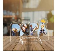 Party to Be Cadeau Personnalisé avec Photo pour Papa Acrylique avec Socle LED Lumineux pour la Fête des Pères Cadeau pour Anniversaire Papa Cadeau Papi Papy pour Grand-Père (Style 02)