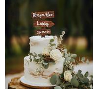 Party to Be Cake Topper Mariage Personnalisé en Bois avec Prénoms de Couples Décoration Gâteau Mariage