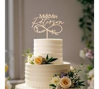 Party to Be Cake Topper Mariage Personnalisé en Bois Mr&Mrs avec Prénom Decoration Gateau Mariage