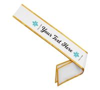 Party to Be Echarpe Personnalisée Miss et Mister avec Texte et Photo Décoration pour Mariage Anniversaire EVJF Baby Shower en Satin Double-Layered (Blanc avec Bordure Dorée)