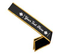 Party to Be Echarpe Personnalisée Miss & Mister avec Texto et Photo Décoration pour Mariage Anniversaire EVJF Baby Shower en Satin Double-Layered (Noir avec Bordure Dorée)