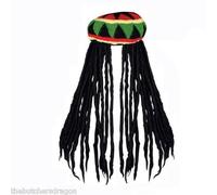 Party Wool Rasta Fancy Dress Halloween Dope Hat Cap with Dreadlocks Rasta Jamaica Reggae Ska