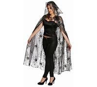 Party x People- Cape d'araignée en Tulle Spinnenfrau Costume, 12349, Noir/Argent, Standard