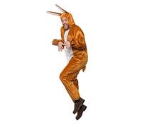 Partychimp Costume de lapin de Pâques pour adultes Costume d'animal Onesie Combinaison d'animal Pyjama avec capuche Costume de lapin de Pâques - Marron - taille XL
