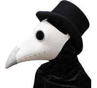 PartyCostume Plague Masque Cosplay Costume Docteur Adulte Noir PU cuir Halloween Mascarade (blanc)