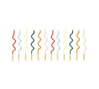 PartyDeco - 12 Bougies TORSADÉES Anniversaire 14CM Arc-en-Ciel