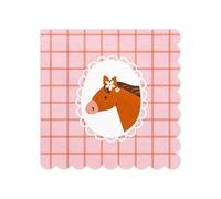 PartyDeco - 12 SERVIETTES PAPIER FESTON CHEVAL 33CM ROSE