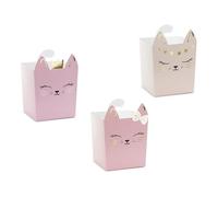 PartyDeco 3 boîtes pour Snack Chatons avec détails dorés - Rose