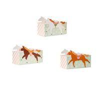 PartyDeco - 3 BOITES Snacks Carton Cheval 17X11X7.5CM Vert
